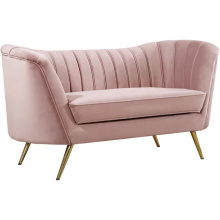 Hot Sale Furniture Set Fabric Canape Living Room Loveseat Pink Velvet Sofa